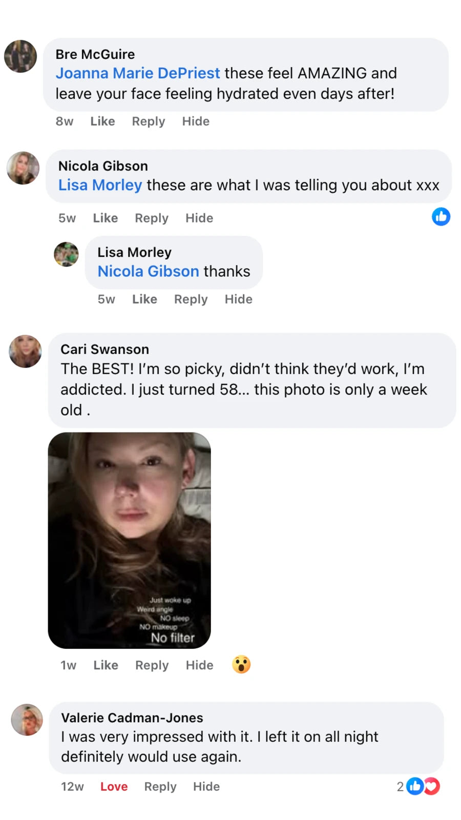 Original comments from people sharing their mask experience